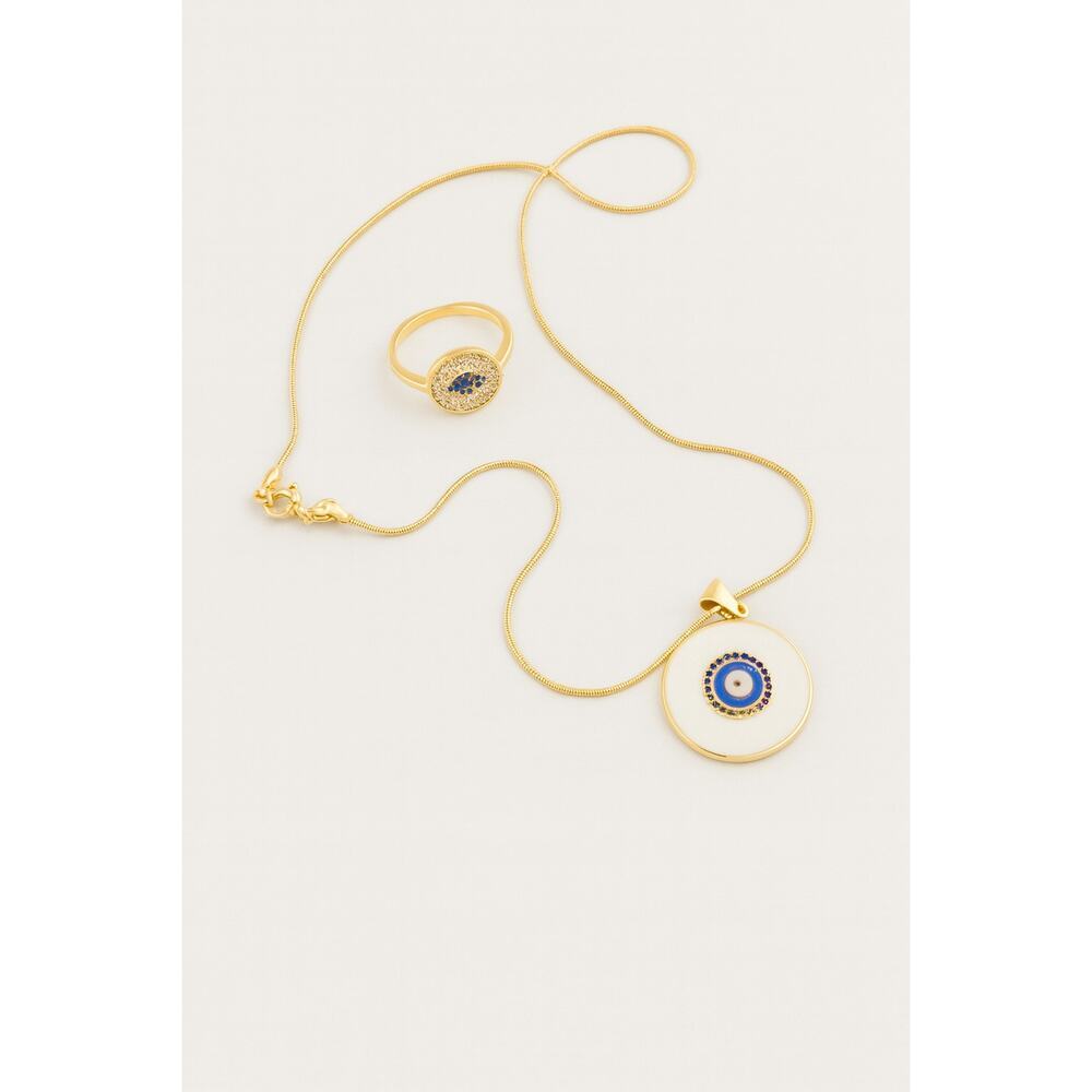 Gold Evil Eye Necklace and Ring Set – Protection Jewelry –